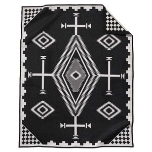 Pendleton Los Ojos Wool Blanket Beaver State Geometric Black and White
